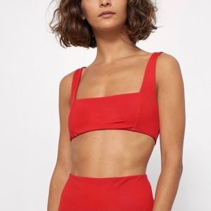NWT Mara Hoffman Meli Bikini Top, Red Coat, Small